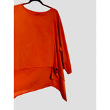 Plus Size Orange Layered Tunic Top 5X Fits 3X 4X Asymmetrical Pocket Drape - Style Plus Consignment Boutique