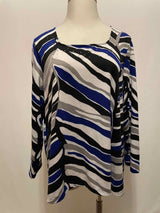 tan jay Size 3X White Print Casual Top