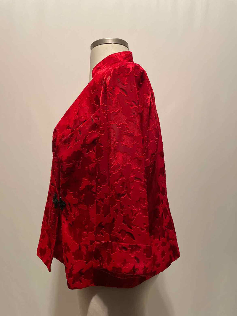 Alex Size 2X Red Print Evening Top