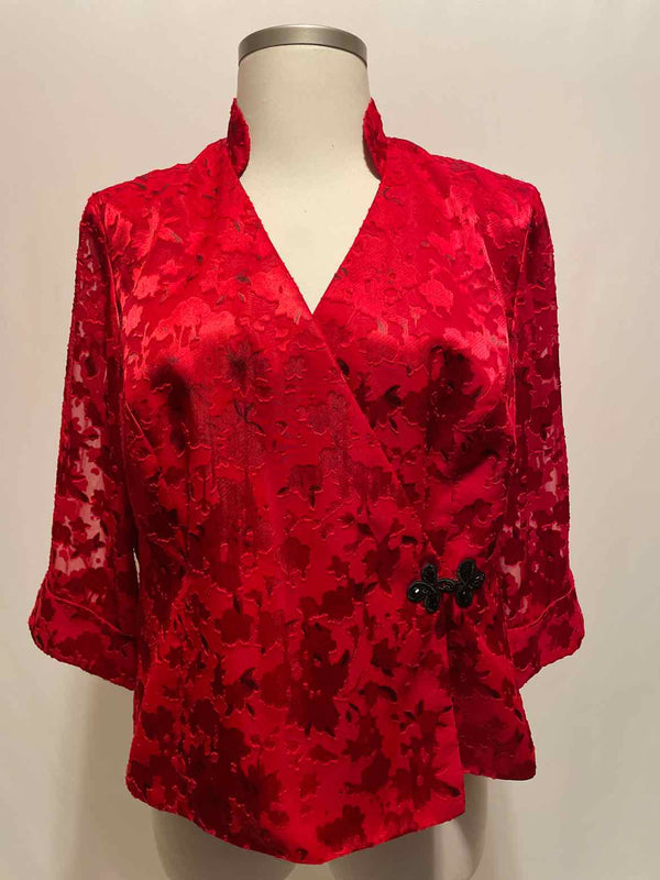 Alex Size 2X Red Print Evening Top - Style Plus Consignment Boutique
