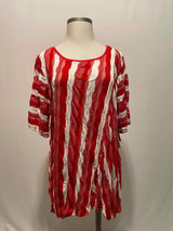 Size 3X Ali Miles Red Print Casual Top