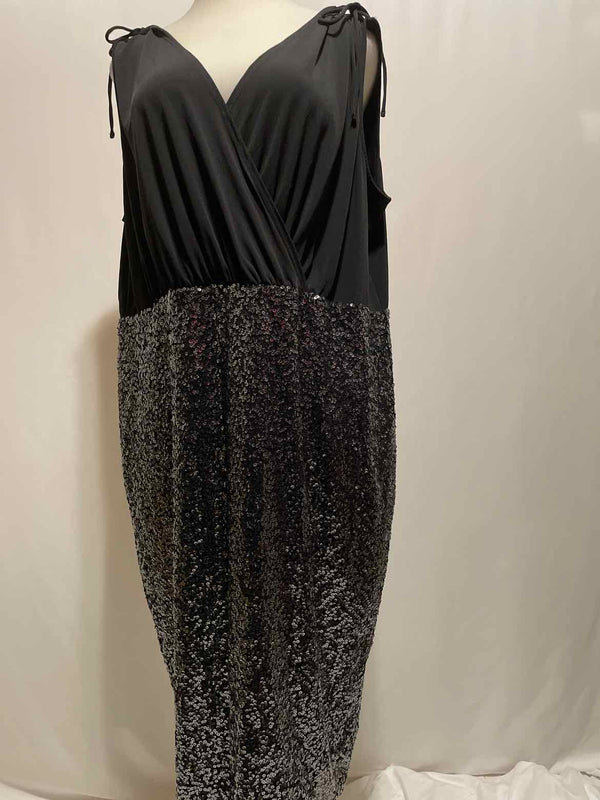 LANE BRYANT Size 28W+ Black Print Evening Short Dress