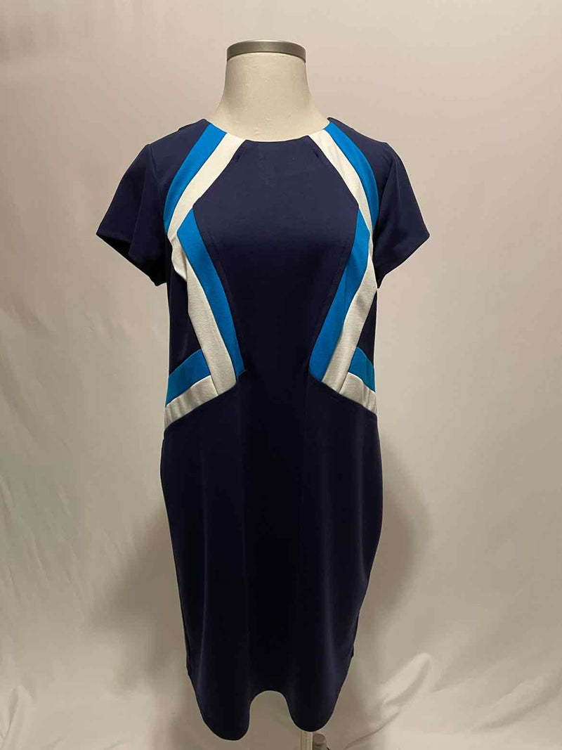 Spense Size 16W Navy Print Dress - Style Plus Consignment Boutique