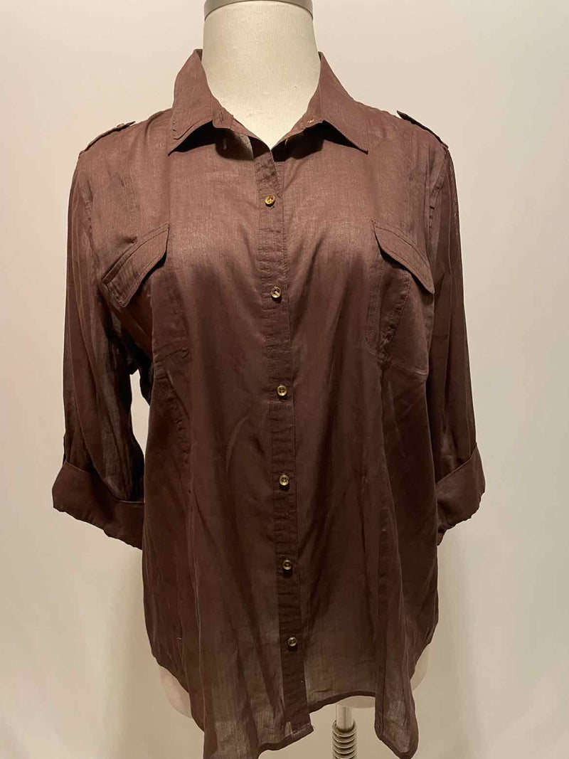 chicos Size 4 Brown Casual Top